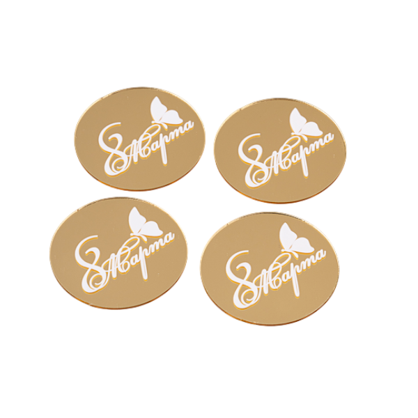 Набор бирок С 8 Марта (золотые бабочки)  4 шт