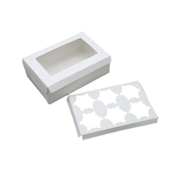 Коробка 6 капкейков Белая (низкая)