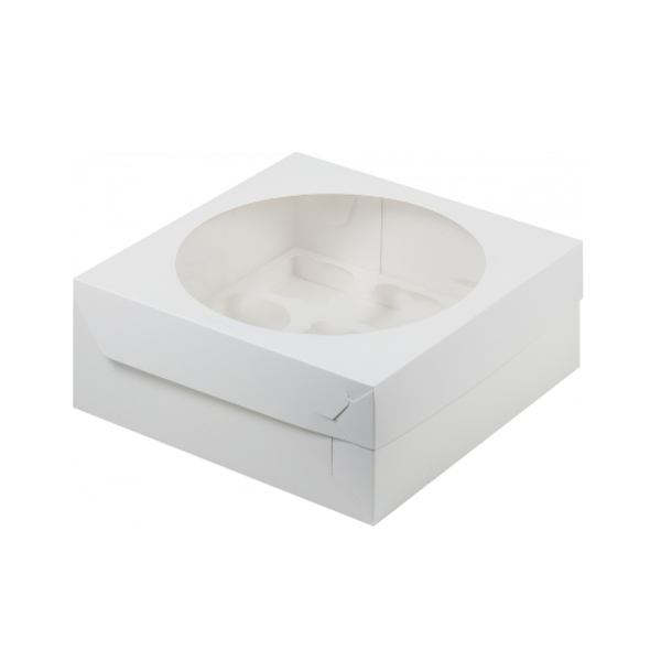 Коробка 9 капкейков БЕЛАЯ с круглым окном