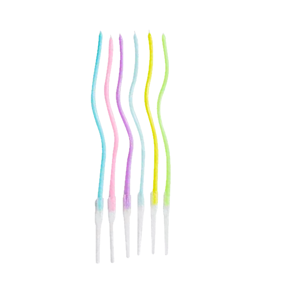 Свечи витые Серпантин цветные 6 шт