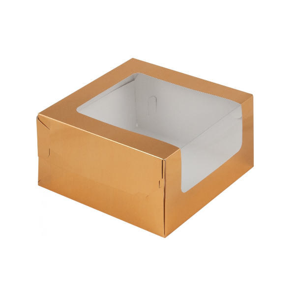 Коробка Золотая с окном 18-18-10 см