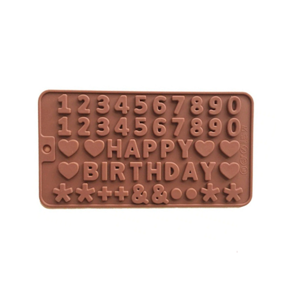 Форма силикон для шоколада Happy Birthday (+ цифры)
