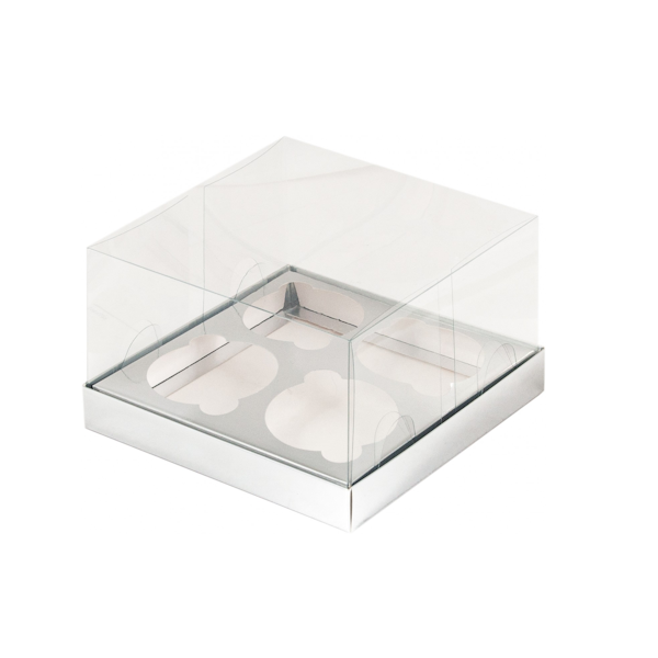 Коробка 4 капкейка Премиум Серебро