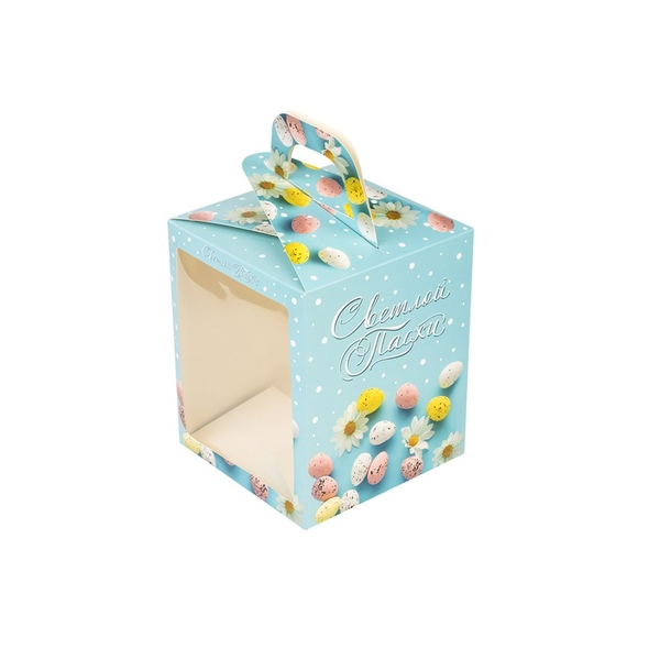 Коробка кулич "Небесная голубая" 15*15*18см