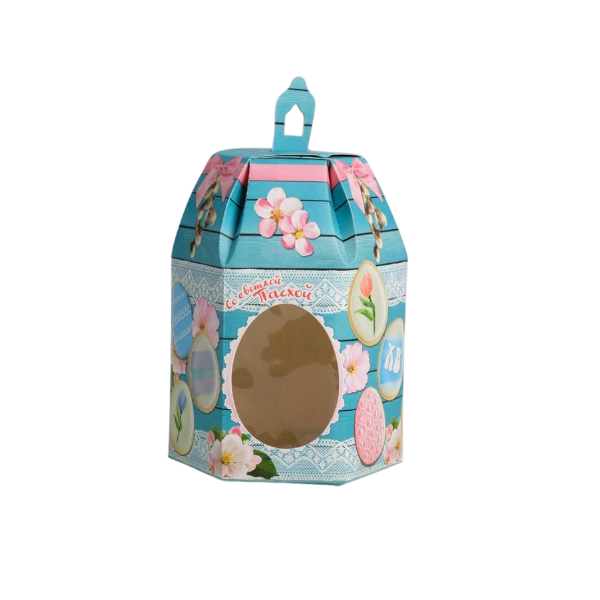 Коробка кулич "Со Светлой Пасхой" верба 16*14*21см