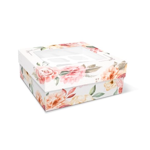 Коробка 9 капкейков Персиковое настроение