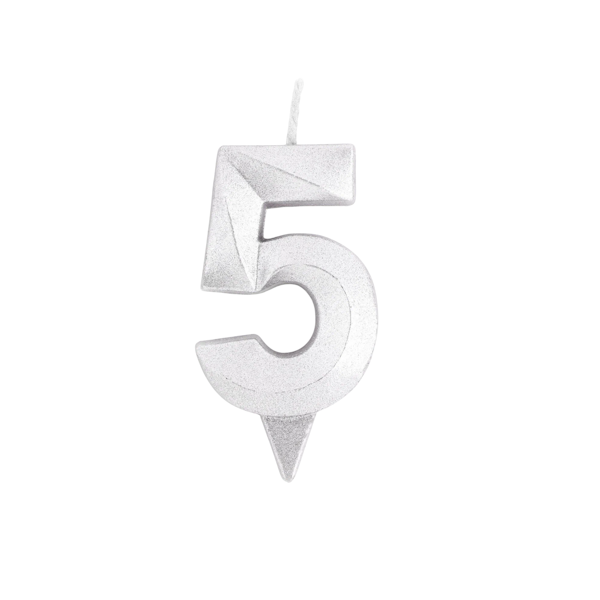Свеча Серебро Цифра 5