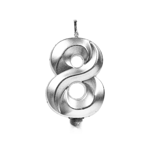 Свеча Серебро Цифра 8
