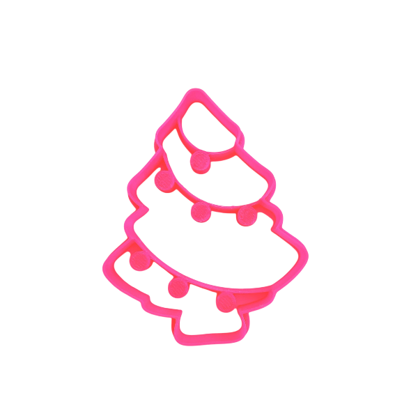 Вырубка пластиковая "Ёлка с гирляндой" 9см