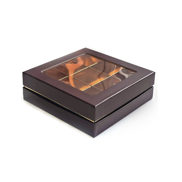 Коробка 9 конфет Люкс Коричнево-золотая