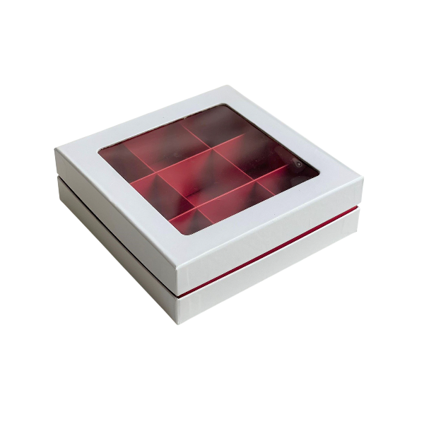 Коробка 9 конфет Люкс Бело-красная