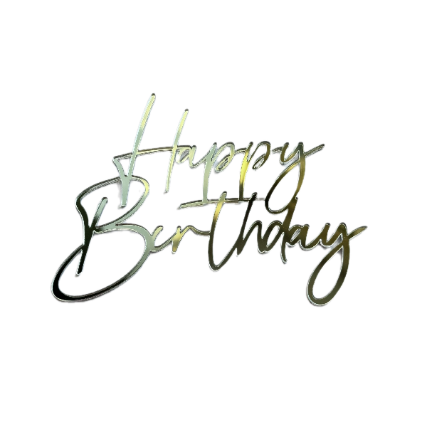 Топпер серебро Happy Birhday (стильный) нов11