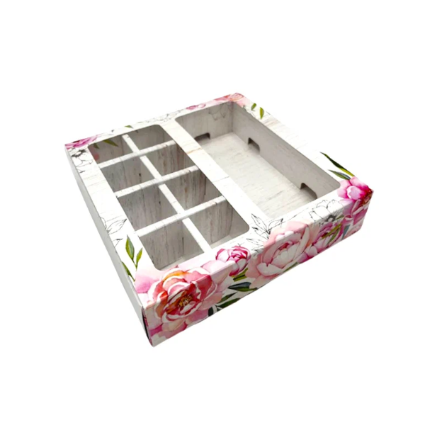 Коробка 8 конфет + Плитка ПИОНЫ