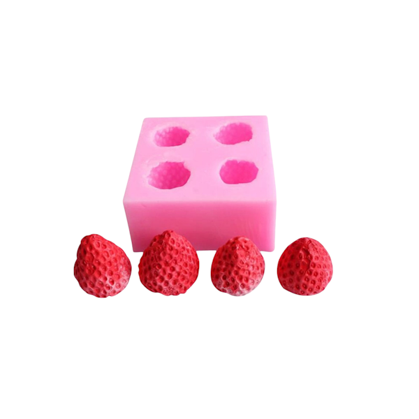 Молд Клубника 3D (4 ягоды)
