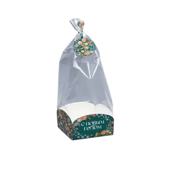 Пакет с дном С Новым годом! 12*12*40см