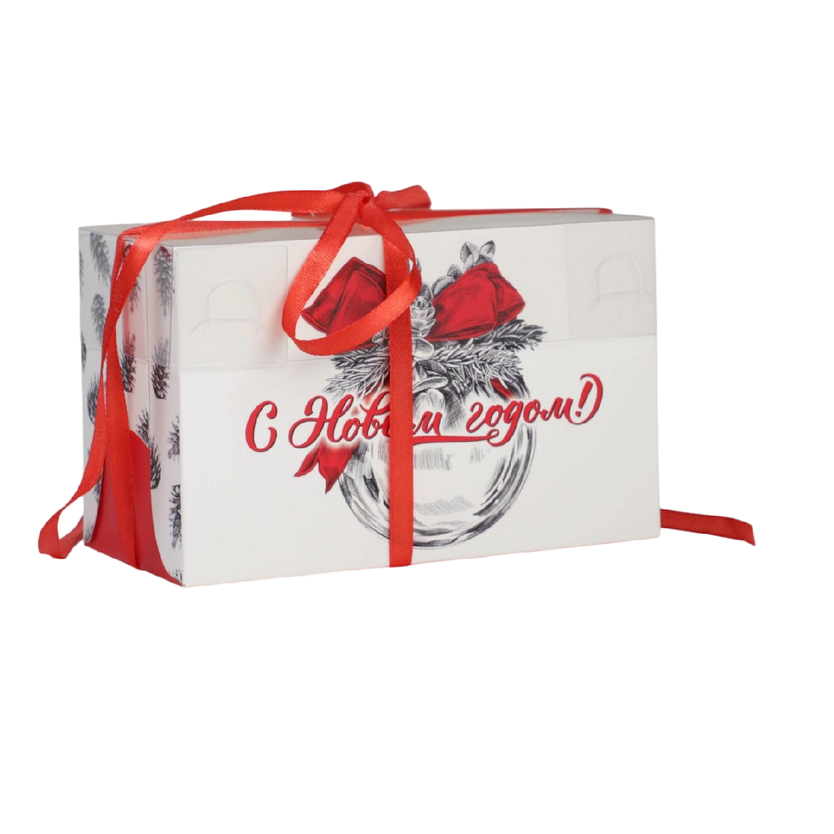 Коробка 2 капкейка С Новым Годом! (шар)