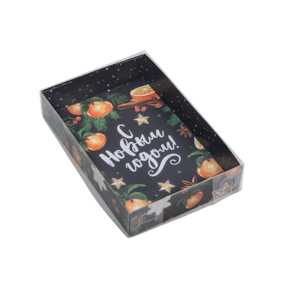 Коробка пряник чёрная С Новым годом 17-12-3 см