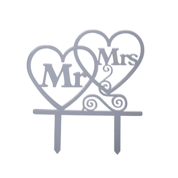 Топпер акрил Серебро Mr&Mrs