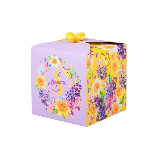 Коробка складная С 8 МАРТА! 12х12х12 см