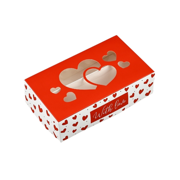 Коробка макарон With love (2 ряда) 19*11*5,5см