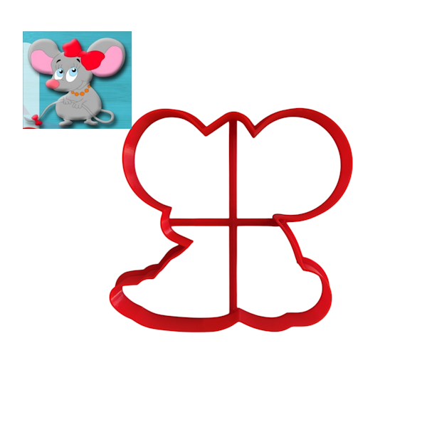 Вырубка пластиковая "Мышка с бантиком" 9 см