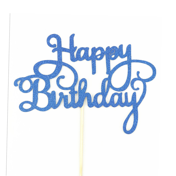 Топпер Happy Birthday голубой (фольга)