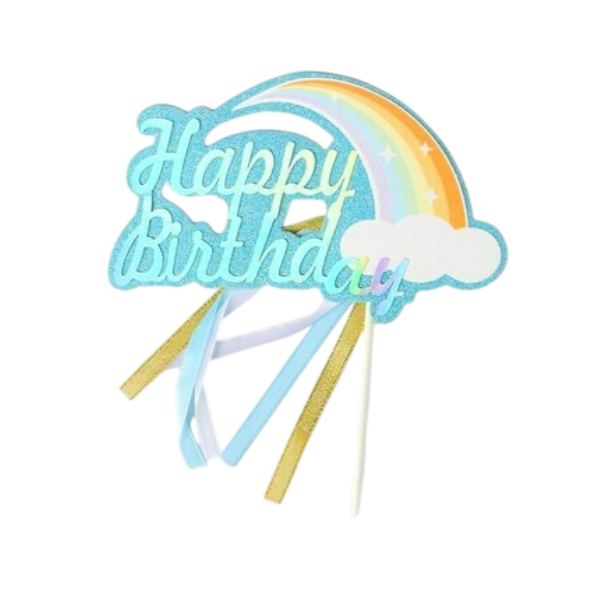 Топпер голубой РАДУГА Happy Birhday