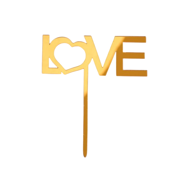 Топпер акрил золото Love (сердечко)