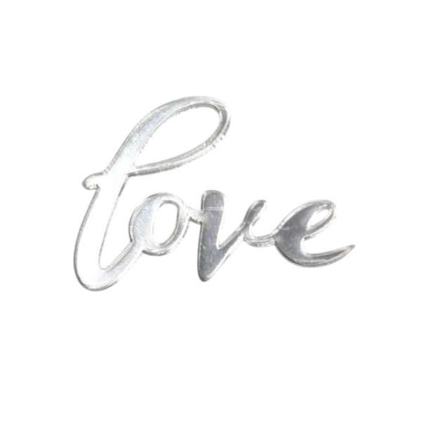 Топпер мини зеркальный Love серебро (б/п) м2