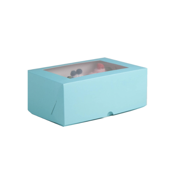 Коробка 6 капкейков Голубая