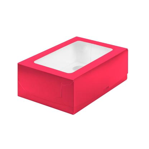 Коробка 6 капкейков Красная