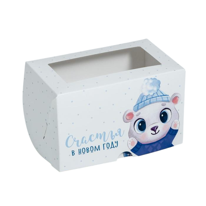Коробка 2 капкейка Счастья в Новом году (мишка)
