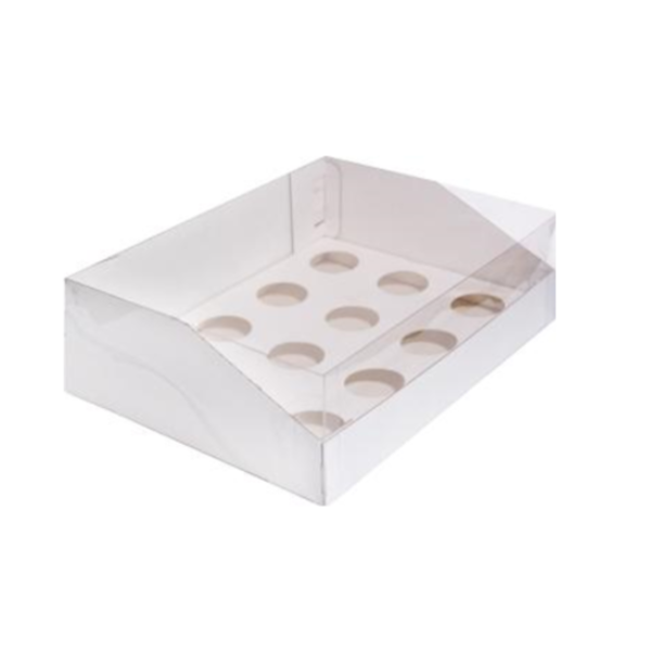 Коробка 12 капкейков Белая прозрачная