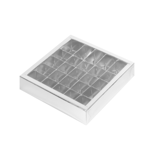 Коробка 25 конфет Серебряная