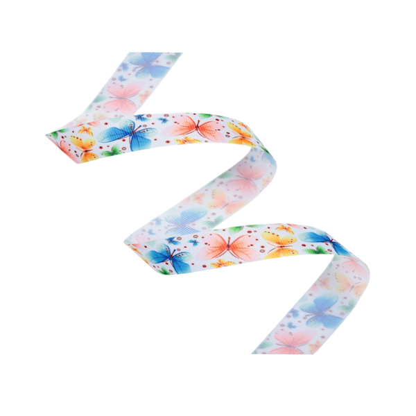 Лента репсовая "Бабочки" 2,5см * 23м
