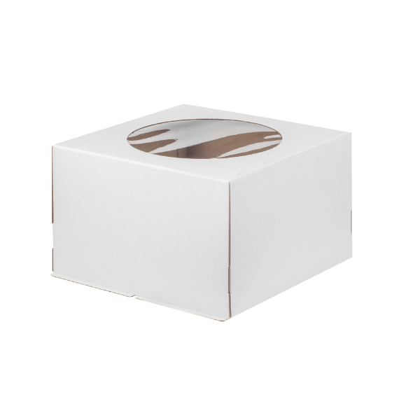 Коробка торт с окном 30-30-19 см (хром эрзац)