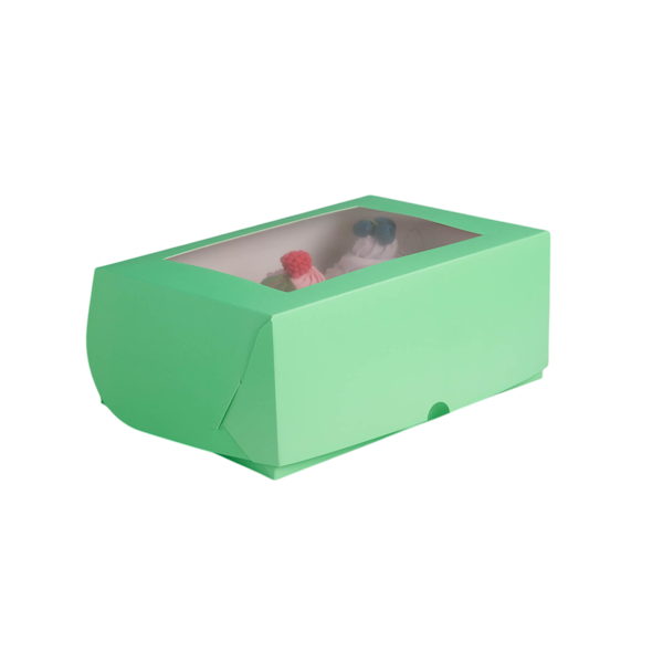 Коробка 6 капкейков Зелёная с окном