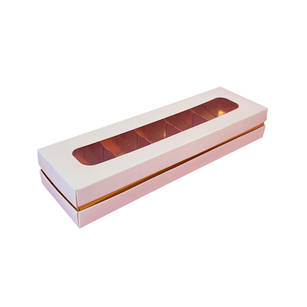 Коробка 5 конфет Люкс Бело-Золотая