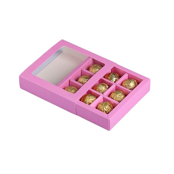 Коробка 9 конфет Розовая 5шт