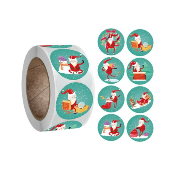 Наклейки Дед мороз 500шт (рулон)