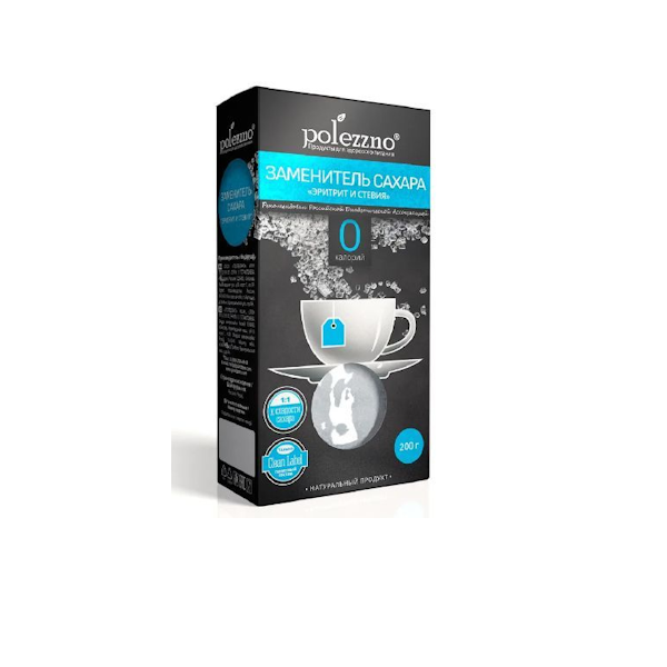 Сахарозаменитель Эритрит+стевия Полеззно 200 гр