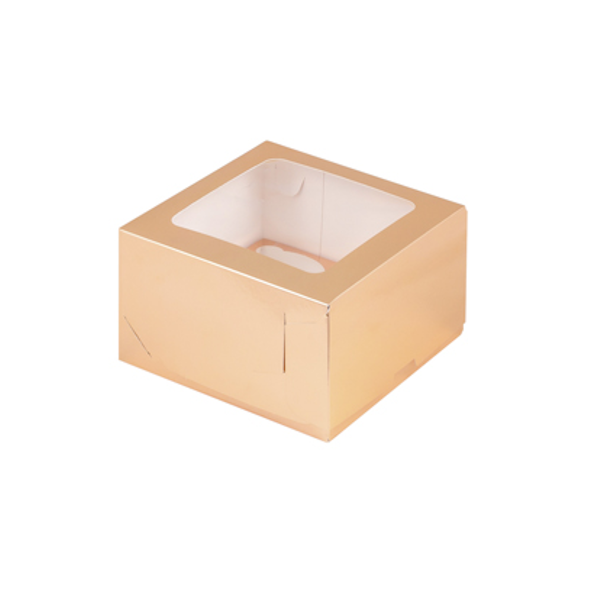 Коробка 4 капкейка Золотая