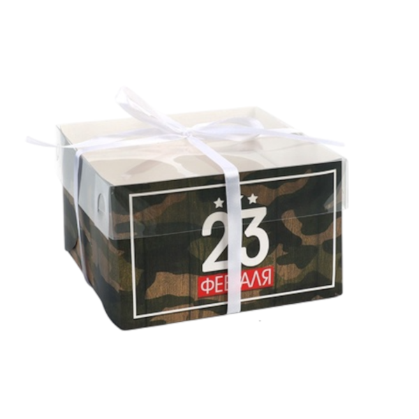 Коробка 4 капкейка 23 февраля