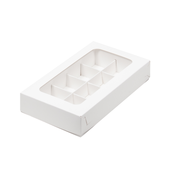 Коробка 8 конфет Белая с окном