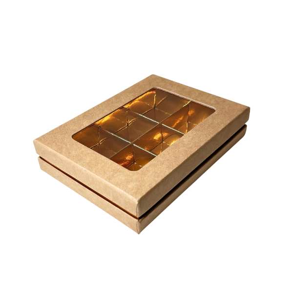 Коробка 6 конфет Люкс Крафт-золотая