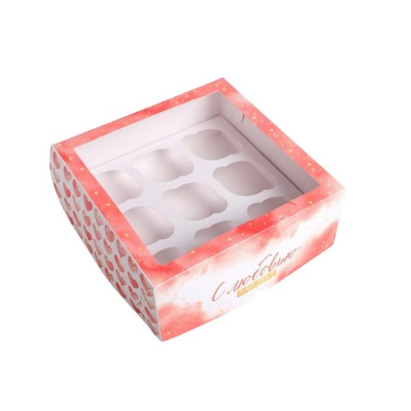 Коробка 9 капкейков С ЛЮБОВЬЮ