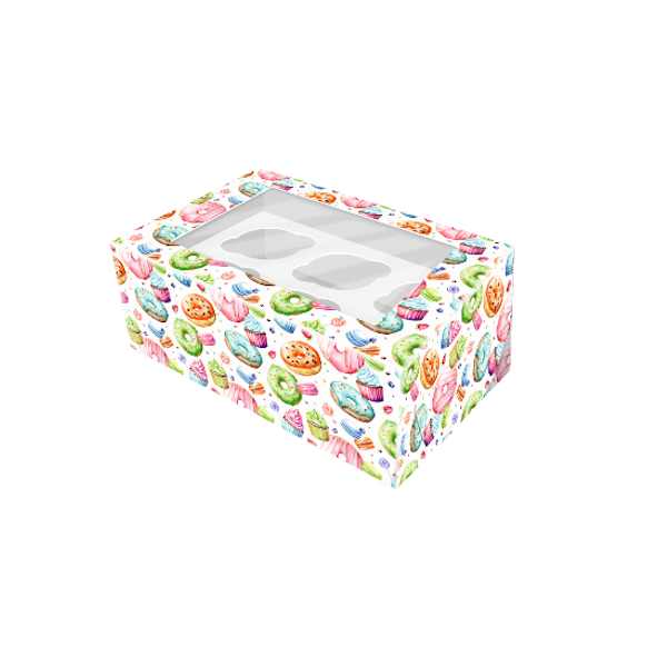 Коробка 6 капкейков Пончики