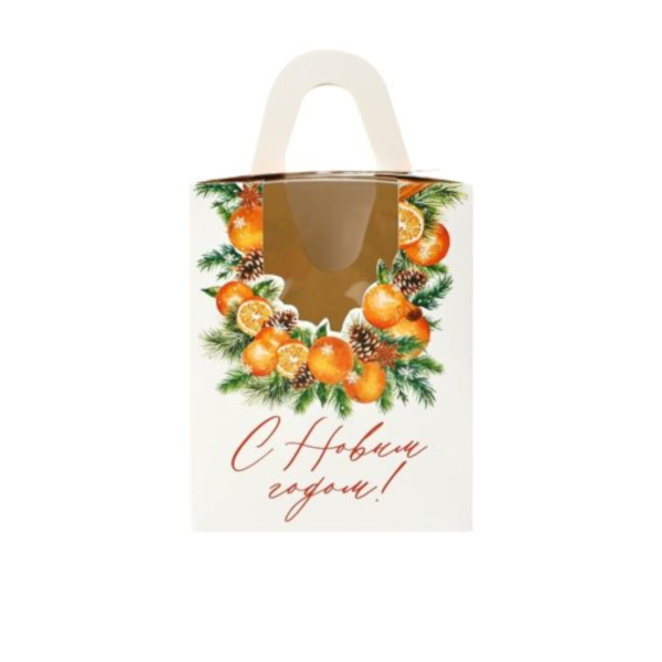 Коробка 1 капкейк С НГ (апельсинки)