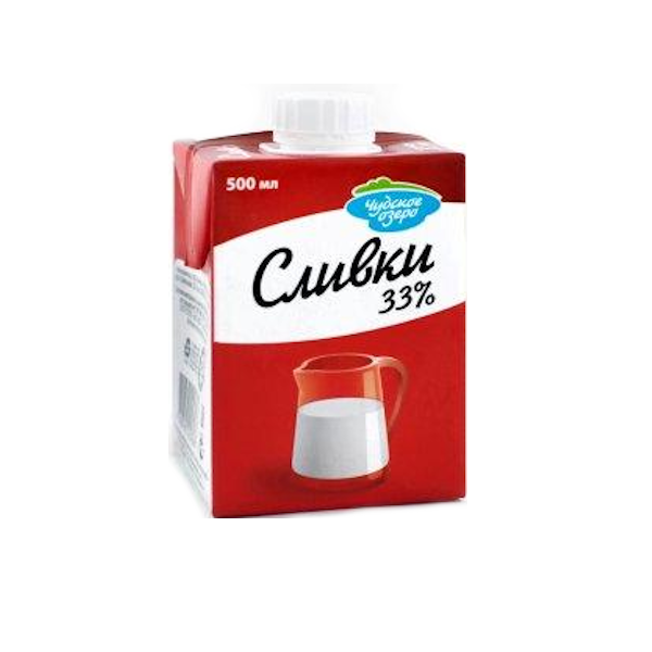 Сливки натуральные Чудское озеро 33% 500 мл
