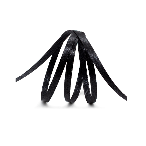 Лента атласная "Чёрная" 6мм х 20 м